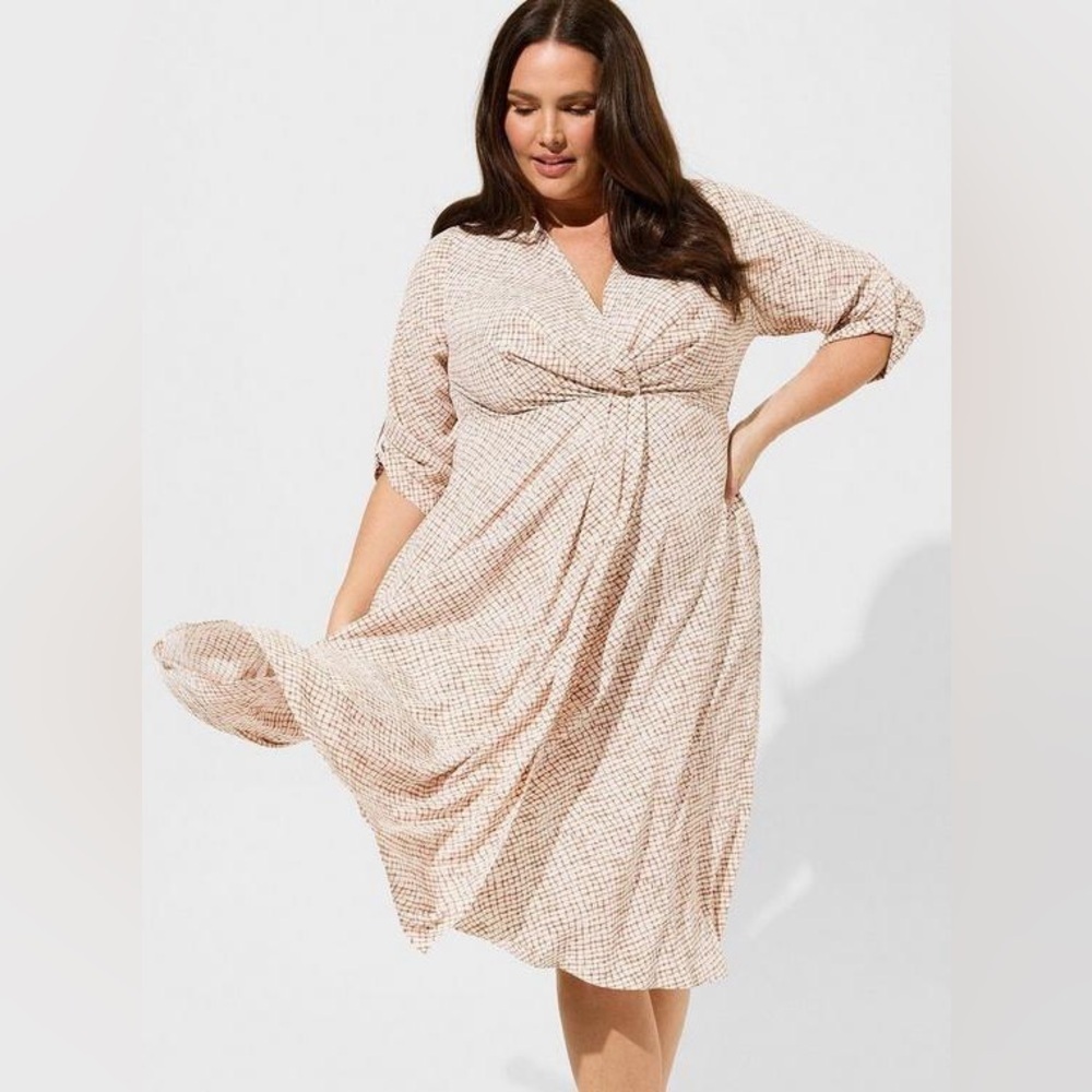Torrid Watercolor Plaid Collared Dress - New - Size 26 (4)